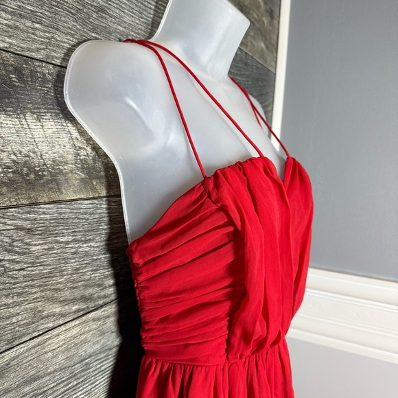 Love Fire Red Spaghetti Strap Fit & Flare Mini Dress Smocked Women’s Medium - Picture 6 of 11
